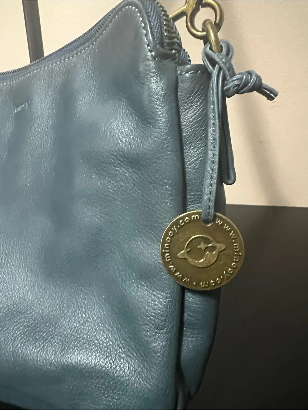 Women's Teal Leather Crossbody Bag with Adjustable Strap